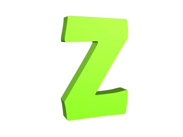 Imagen generada digitalmente de la letra verde z contra un fondo blanco