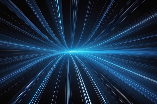 imagen generada digitalmente de luz azul y rayas que se mueven rápidamente sobre un fondo negro