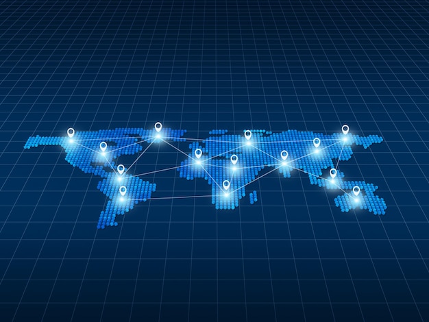 Imagen generada digitalmente del mapa y del sistema de posicionamiento global