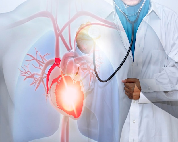 Imagen generada digitalmente del médico con ilustración del pulmón