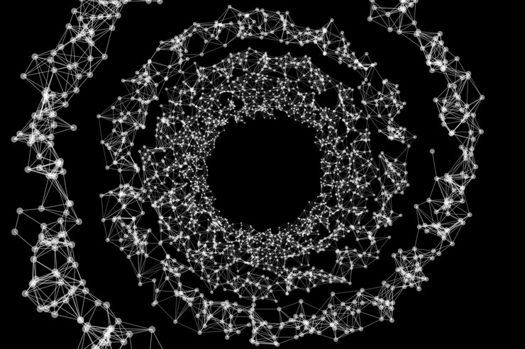 Foto imagen generada digitalmente de un patrón abstracto contra un fondo negro