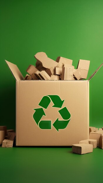 Imagen generada por la IA de un contenedor de reciclaje lleno de periódicos viejos, papel y cartón