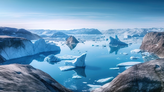 Imagen generada por IA de los glaciares y los icebergs