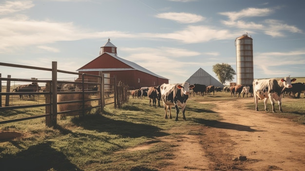 Foto imagen generada por ia de granja ganadera