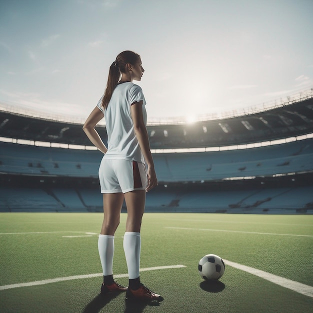 Una imagen generada por una IA de una jugadora de fútbol femenina