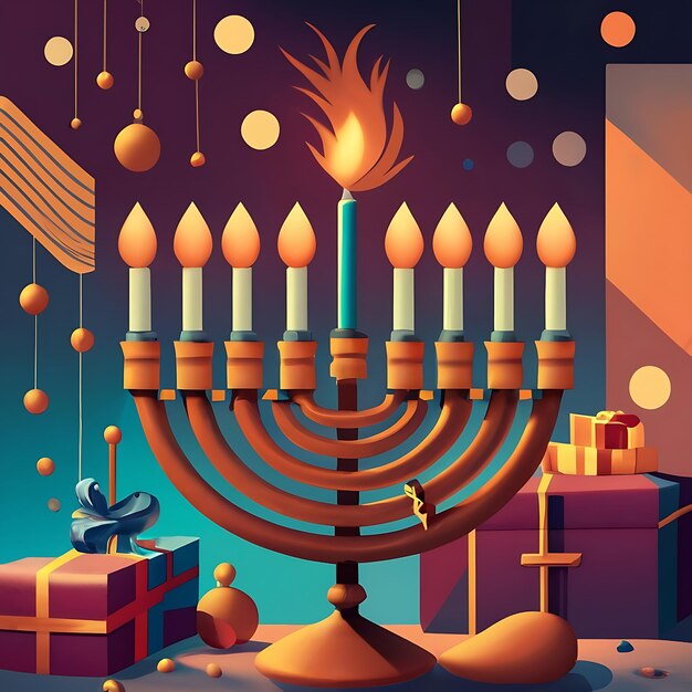 Imagen generada por IA llamativa de Hanukkah