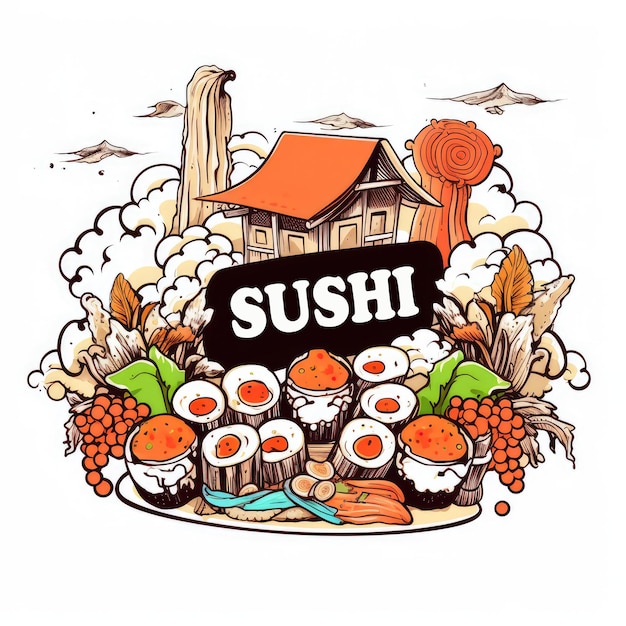 Imagen generada por IA del logotipo de sushi