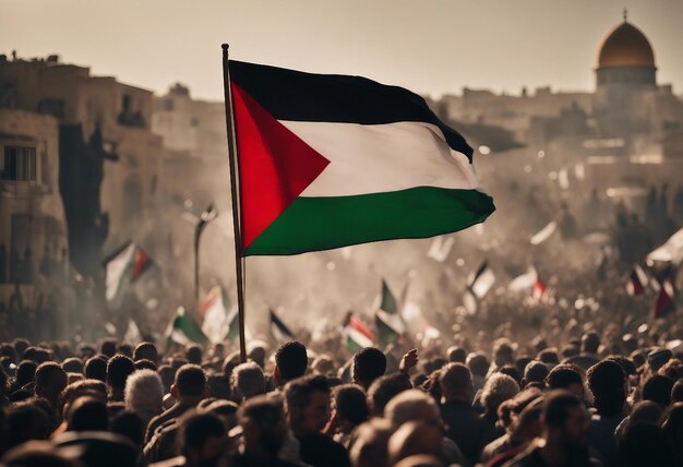 Foto imagen generada por la libertad de la protesta palestina