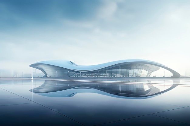 Foto imagen generada con tecnología ai de diseño de terminal de arquitectura moderna y plaza vacía