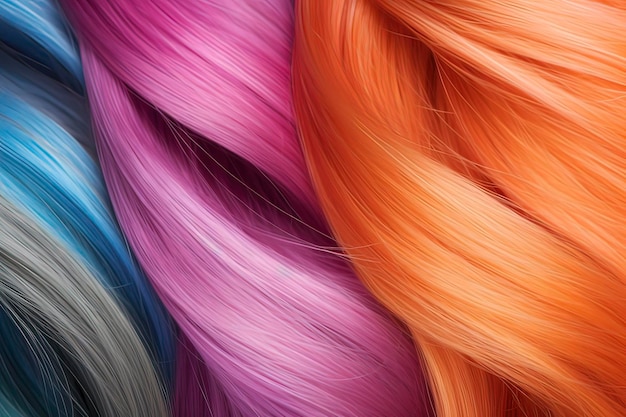 Foto imagen generada por tecnología ai de fondo de cabello colorido