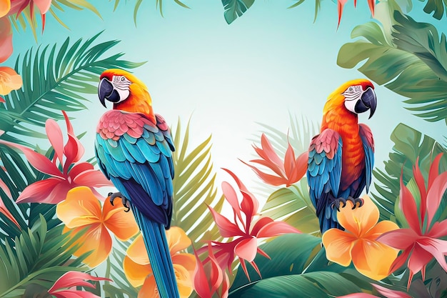 Imagen generada por tecnología AI de ilustración de estilo de selva tropical