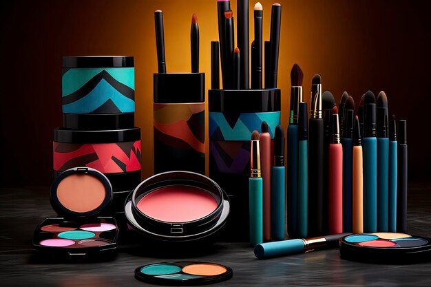 Foto imagen generada con tecnología ai de productos de la serie de maquillaje