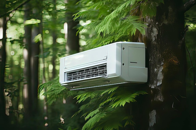 Foto imagen generada por la tecnología de ia del aire acondicionado en el bosque