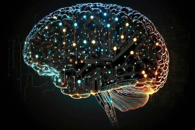 Imagen generada por la tecnología de IA del cerebro biológico neuroconectado de precisión