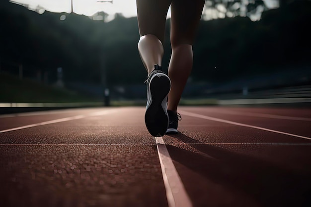 Imagen generada por la tecnología de IA de las piernas de los corredores en la pista