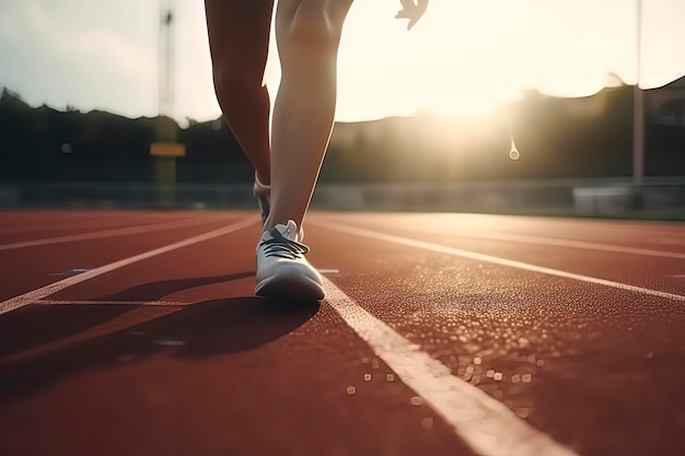 Imagen generada por la tecnología de IA de las piernas de los corredores en la pista