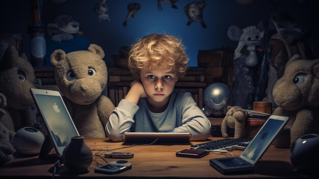 Foto imagen generativa de los niños que viven la tecnología