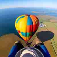 Foto imagen de globo aerostático 2d de dibujos animados