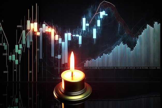 Imagen del gráfico financiero con índice bursátil y gráfico de velas de inversión