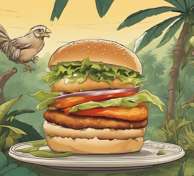 Foto imagen gratuita de hamburguesa en la jungla generada por