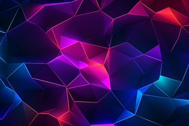 Imagen gratuita Neon Glow Polygon Texture Líneas 3D vibrantes con brillo para diseños futuristas