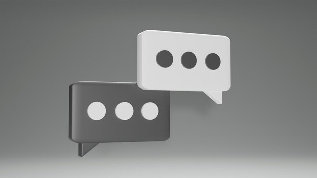 Una imagen gris y blanca de dos globos de diálogo con las palabras 'chat' en la parte inferior.