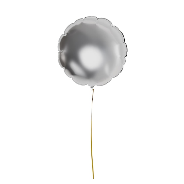 una imagen gris de un globo de papel de aluminio redondo aislado sobre un fondo blanco