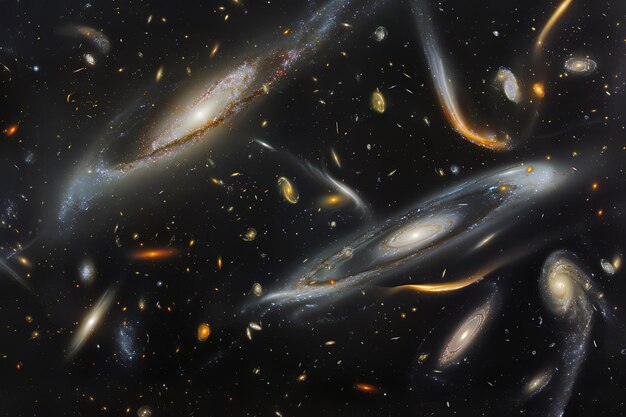 Una imagen de un grupo de objetos parecidos a galaxias