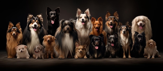 imagen de un grupo de perros lindos sentados