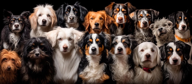 Foto imagen de un grupo de perros lindos sentados