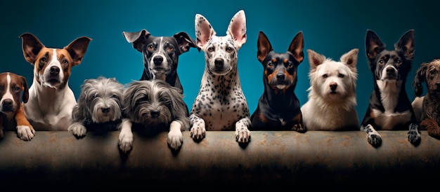 imagen de un grupo de perros lindos sentados