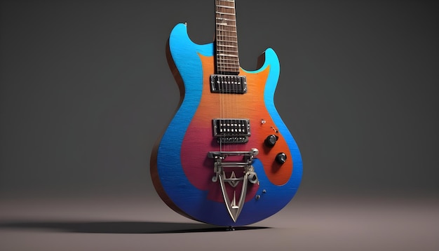 una imagen de una guitarra en un fondo de un color sólido