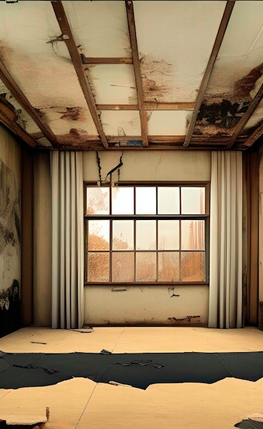 Imagen de la habitación ambiente dilapidado desolado viejo vintage escena oscura por IA generativa, IA generada