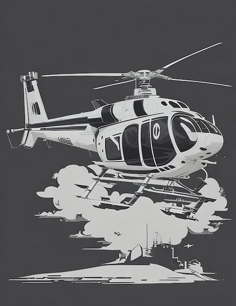 Una imagen de helicóptero para el diseño de camisetas