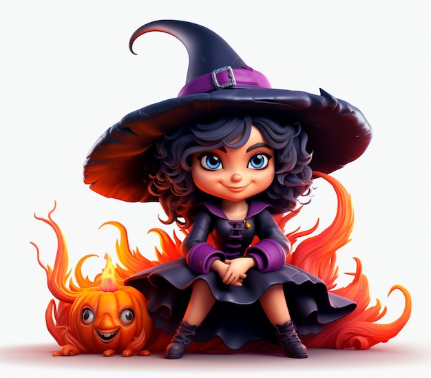 imagen de una hermosa bruja feliz halloween