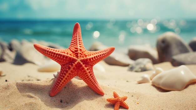 Foto imagen de hermosas playas marinas y estrellas de mar ia generativa
