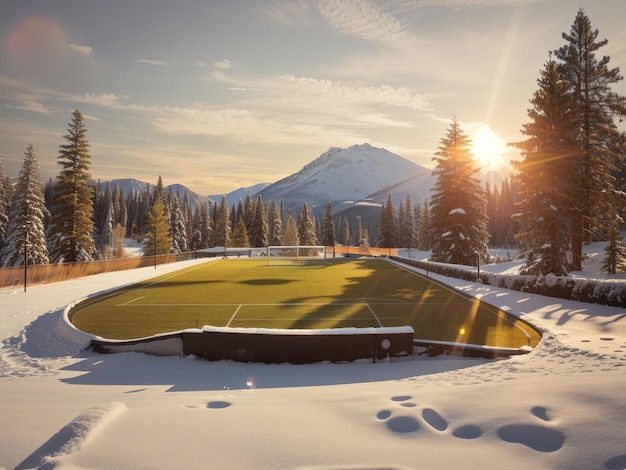 imagen de un hermoso campo de fútbol generada por la IA