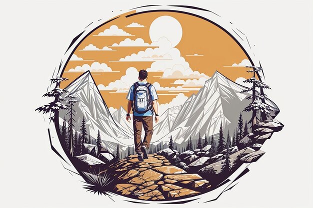 Foto imagen de hiking ai para el diseño de camisetas