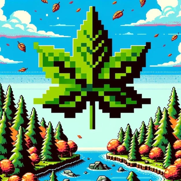 Foto imagen de hoja de 8 bits