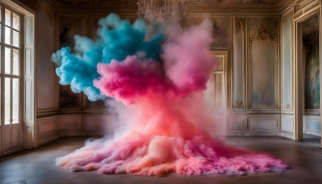una imagen de un humo rosa y azul con las palabras "no"