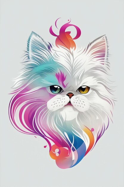 Imagen de IA de gato de cabeza de ilustración de logotipo gráfico