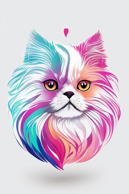 Imagen de IA de gato de cabeza de ilustración de logotipo gráfico