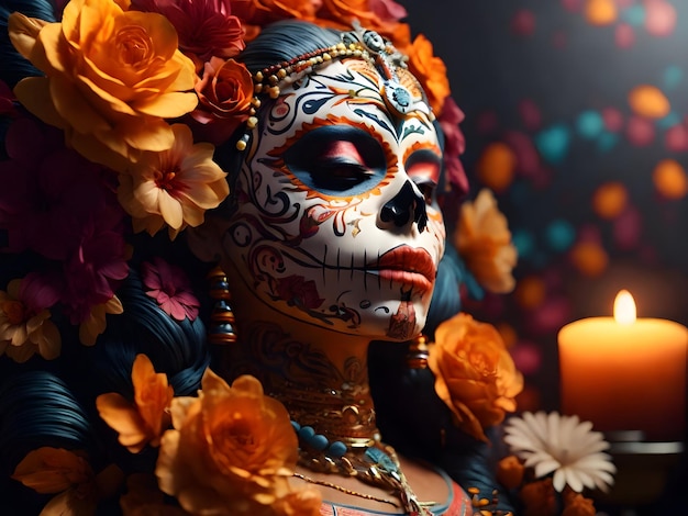 Imagen de IA generada por el personaje de dia de muertos