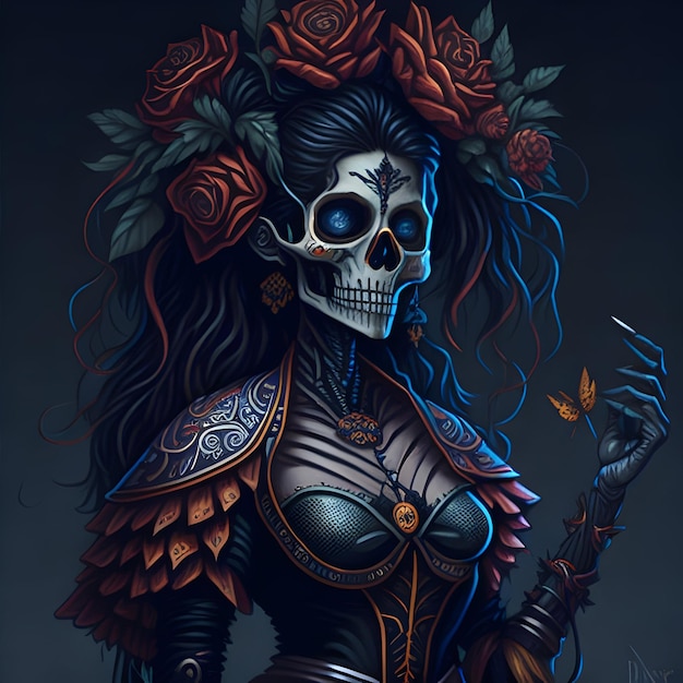 Imagen de IA generada por el personaje de dia de muertos