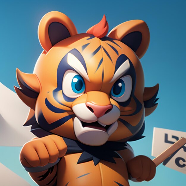 Foto imagen de icono de animal de dibujos animados de tigre estilo cómico lindo ilustración de animal salvaje representación 3d c4d