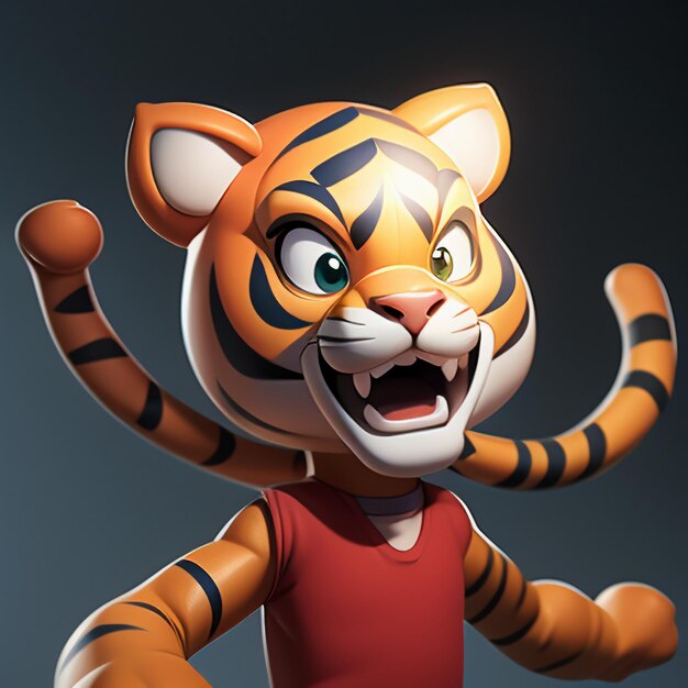 Foto imagen de icono de animal de dibujos animados de tigre estilo cómico lindo ilustración de animal salvaje representación 3d c4d