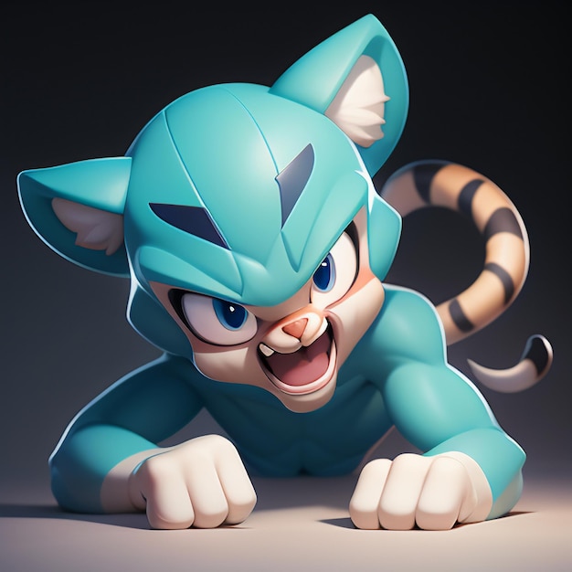 Imagen de icono de animal de dibujos animados de tigre estilo cómico lindo ilustración de animal salvaje representación 3D C4D