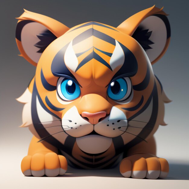 Imagen de icono de animal de dibujos animados de tigre estilo cómico lindo ilustración de animal salvaje representación 3D C4D