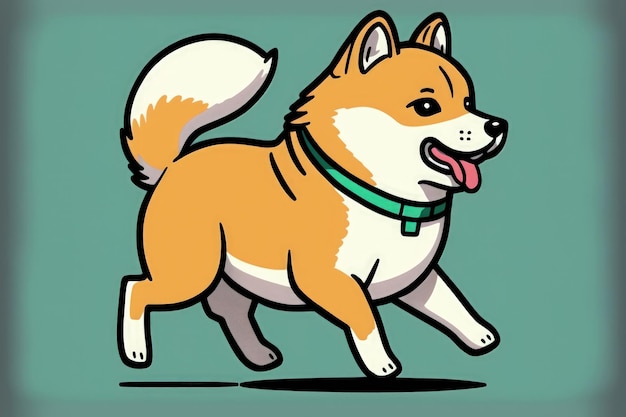 Imagen de icono de dibujos animados para trotar de Shiba Inu un adorable icono de deportes de animales