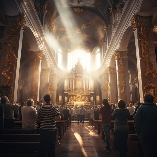 Una imagen de una iglesia dentro de una pequeña iglesia.